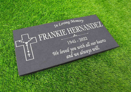 Memorial Stone Gray Slate for Mom Dad, Personalized In Loving Memory Memorial Stone, Engraved Customized Memorial Plaque,Garden Grave Marker