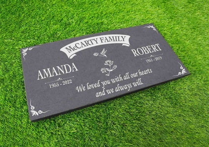 Custom Mom And Dad Memorial Stone, Personalized In Loving Memory Memorial Stone, Customized Family Engraved Granite Yard Garden Stone Plaque