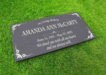 Custom Memorial Stone Gray Slate, Personalized In Loving Memory Memorial Stone, Engraved Custom Memorial Plaque, Custom Garden Grave Marker