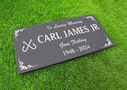 Memorial Stone Gray Slate for Sailor Dad, Personalized In Loving Memory Memorial Stone, Engraved Custom Memorial Plaque, Custom Grave Marker