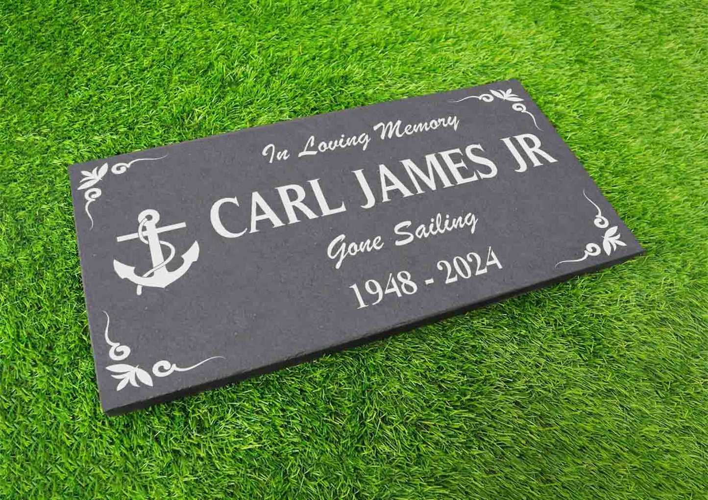 Memorial Stone Gray Slate for Sailor Dad, Personalized In Loving Memory Memorial Stone, Engraved Custom Memorial Plaque, Custom Grave Marker