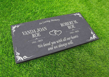 Memorial Stone Gray Slate for Mom Dad, Personalized In Loving Memory Memorial Stone, Engraved Custom Memorial Plaque, Family Grave Marker