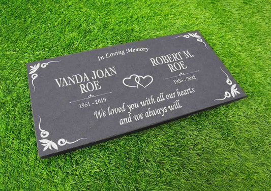 Memorial Stone Gray Slate for Mom Dad, Personalized In Loving Memory Memorial Stone, Engraved Custom Memorial Plaque, Family Grave Marker