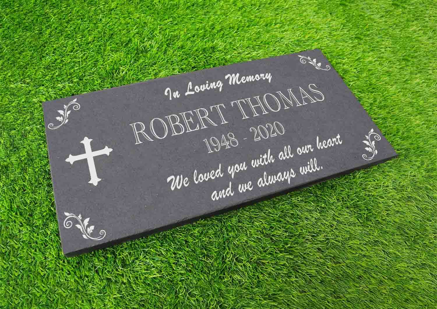Memorial Stone Gray Slate for Mom Dad, Personalized In Loving Memory Memorial Stone, Engraved Custom Memorial Plaque, Family Grave Marker