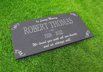 Memorial Stone Gray Slate for Mom Dad, Personalized In Loving Memory Memorial Stone, Engraved Custom Memorial Plaque, Custom Grave Marker